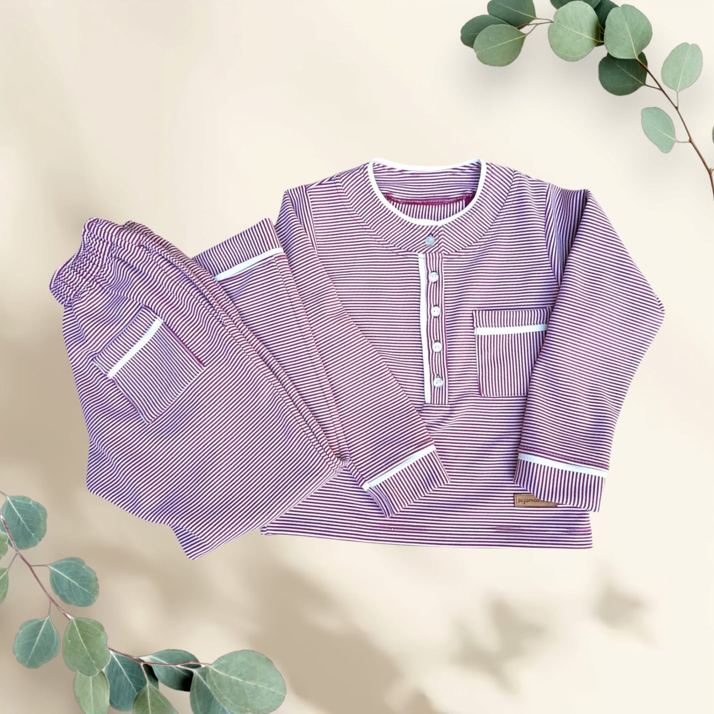 PIJAMA VARÓN A RAYAS BORDO