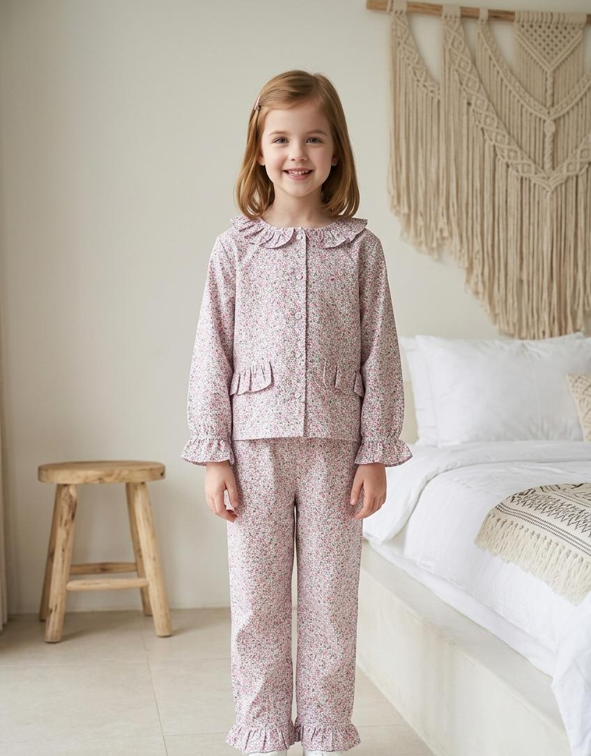 Conjunto para Niña Flores Rosa