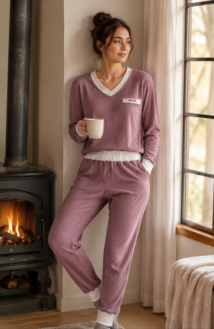 Pijama Invierno Dama Bordeaux PREVENTA