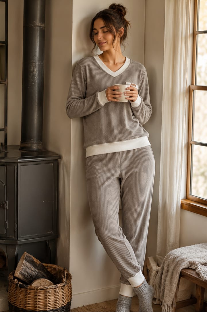 Pijama Invierno Dama GRIS PREVENTA
