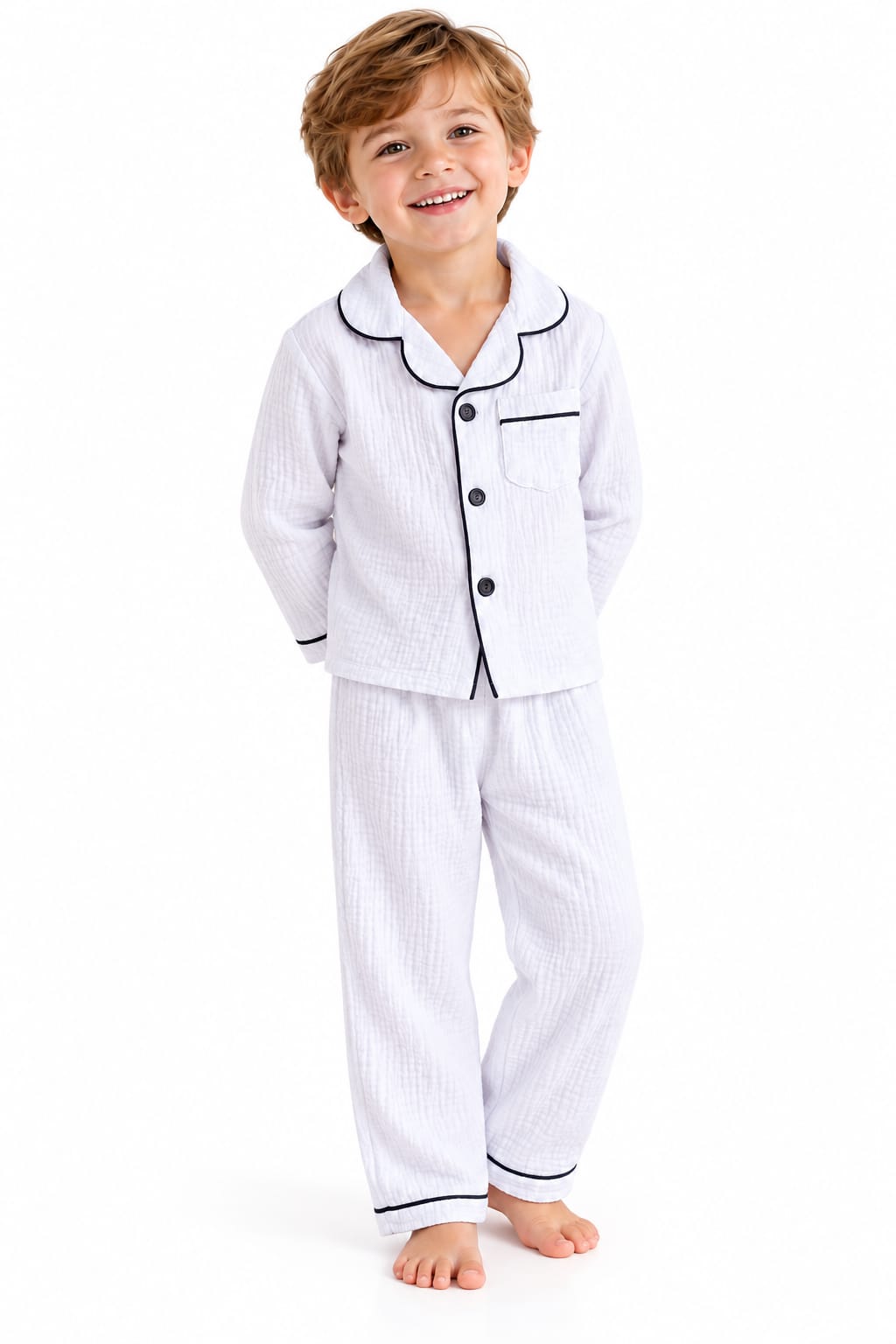 Conjunto Pijama Niño Muselina Celeste