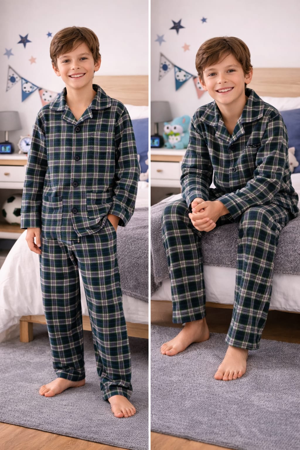 CONJUNTO PIJAMA ESCOCÉS VERDE INGLÉS