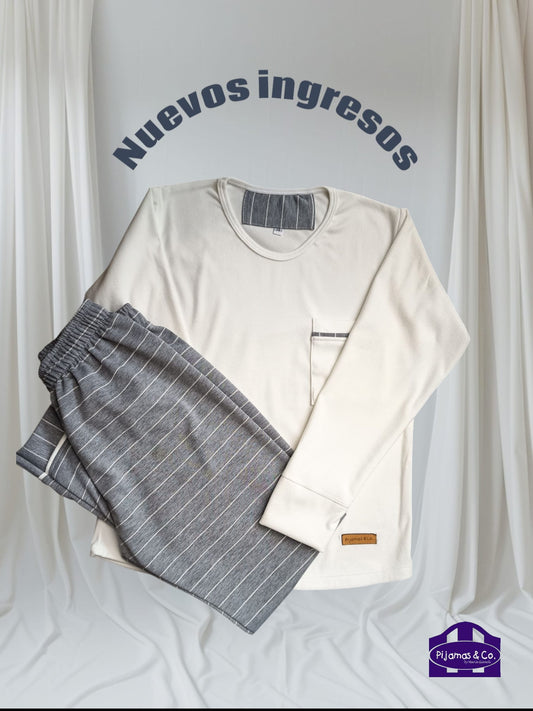 PIJAMA TEENS GRIS CON CRUDO