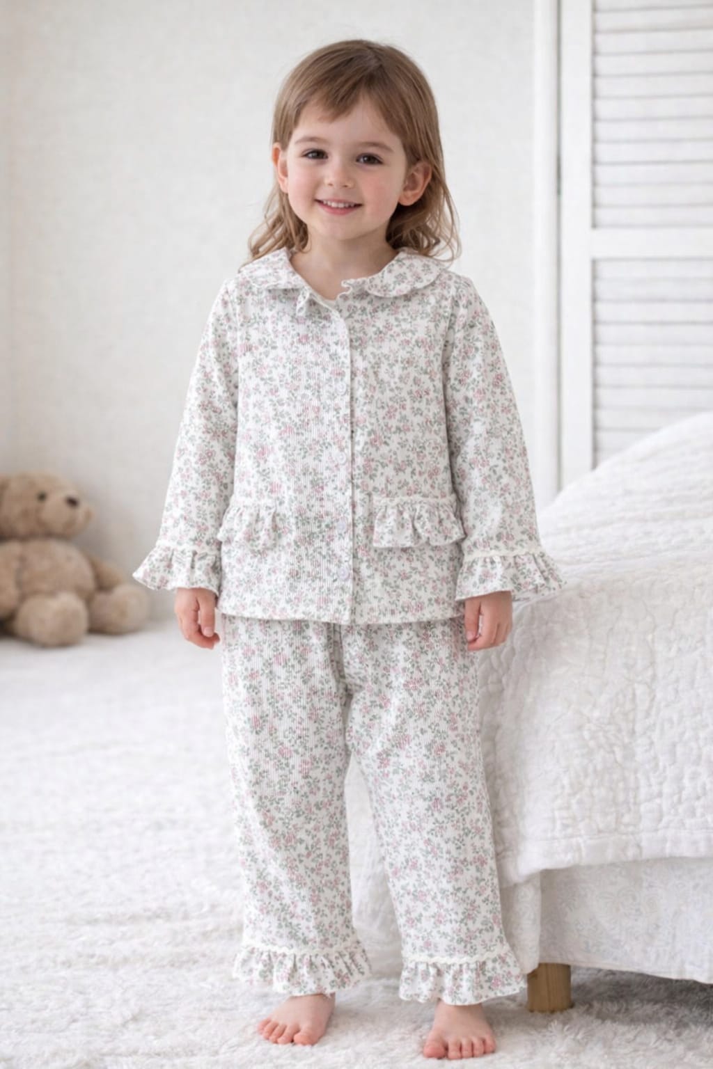 Conjunto Pijama Largo Pique con Flores