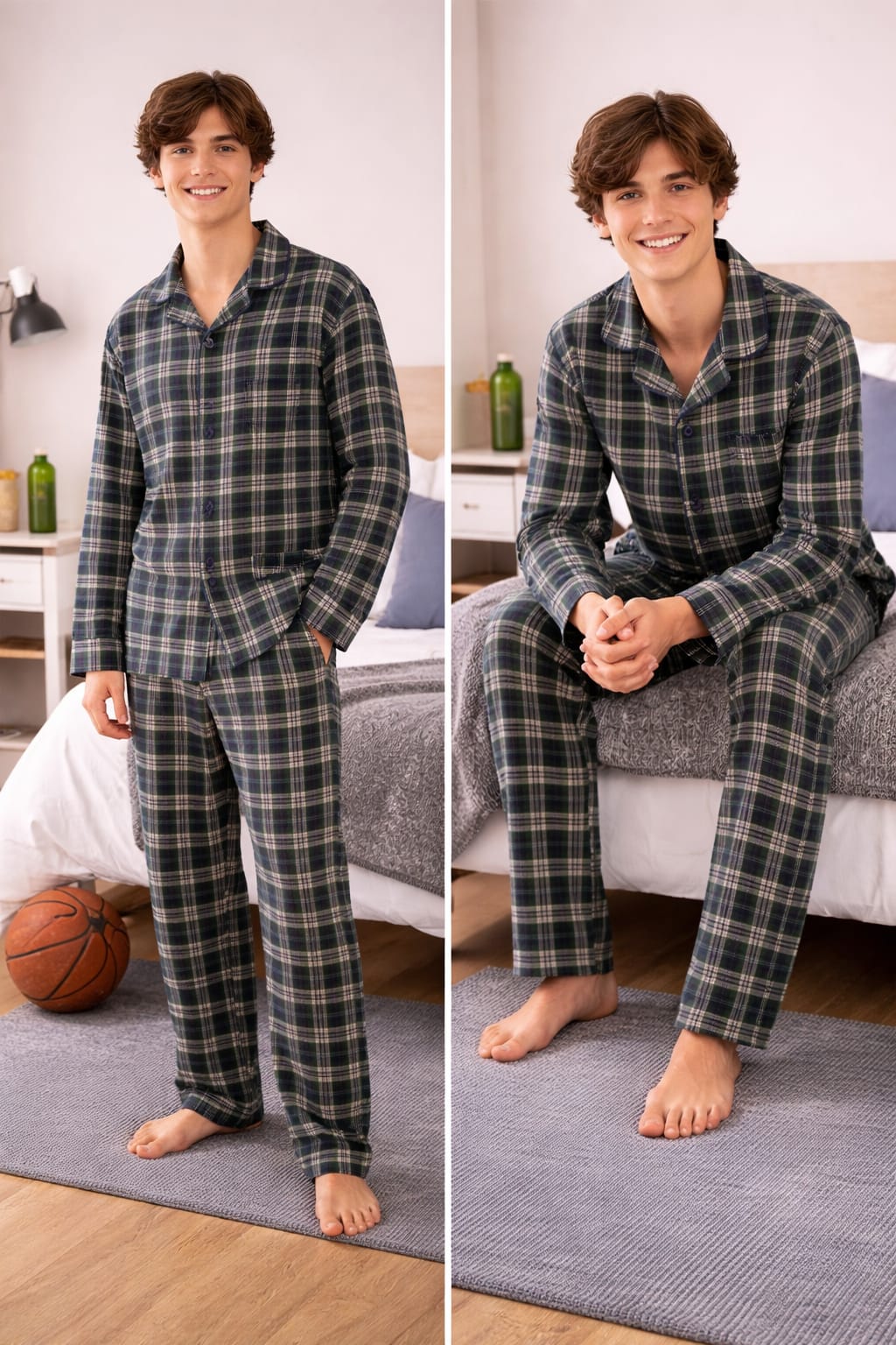 CONJUNTO PIJAMA ESCOCÉS VERDE INGLÉS