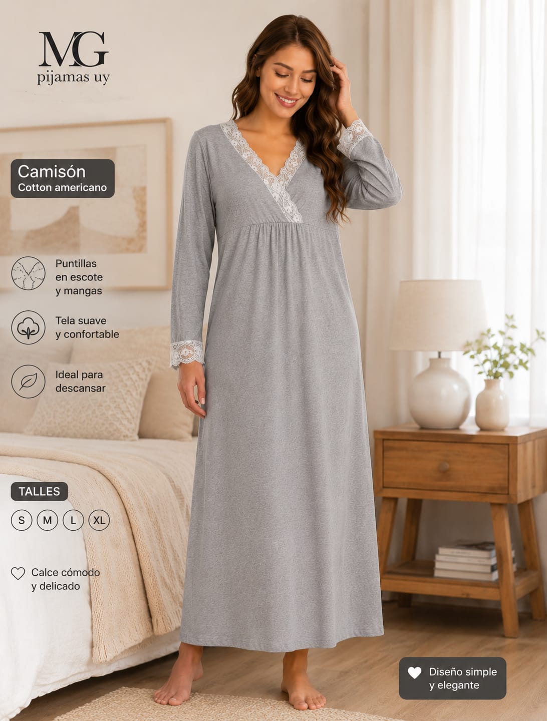 Camisón Cotton Gris