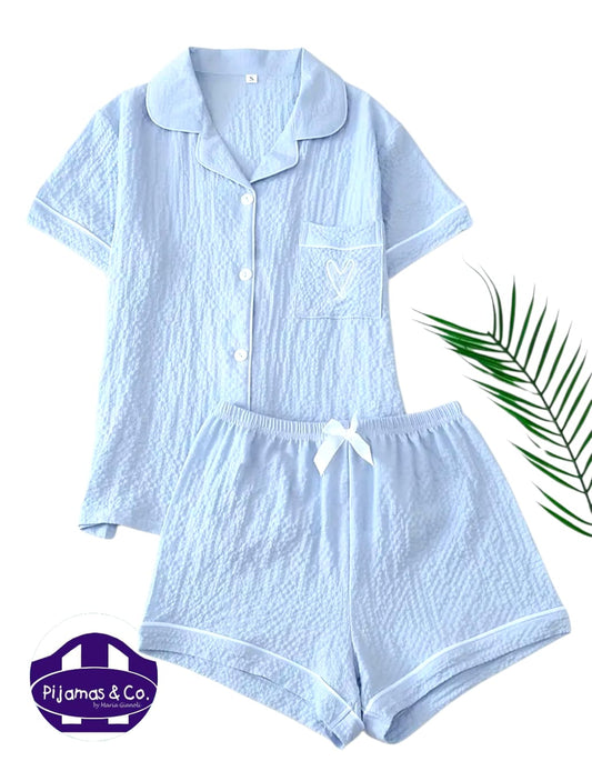 CONJUNTO CASACAY SHORT (LISO CELESTE )