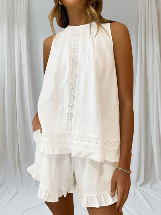 PIJAMA DAMA VERANO LINO BLANCO