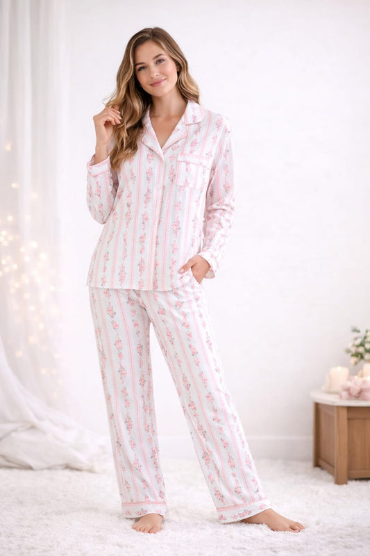Conjunto Pijama Largo Floral Rosa Bloom