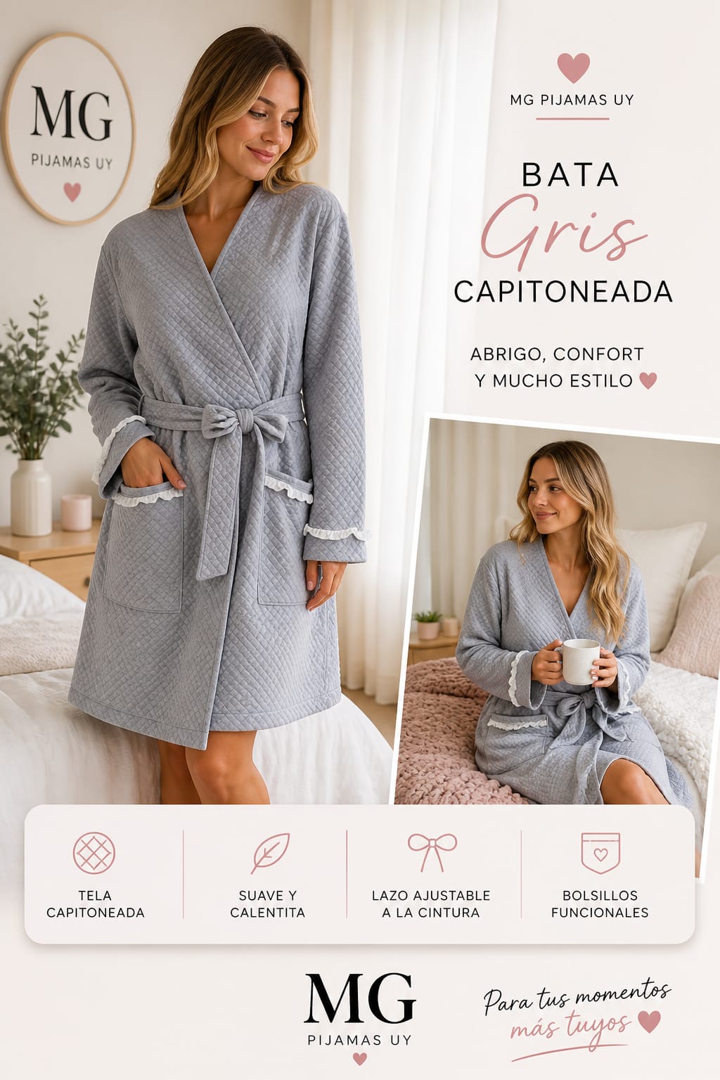 Batas Mujer Capitoneada Gris